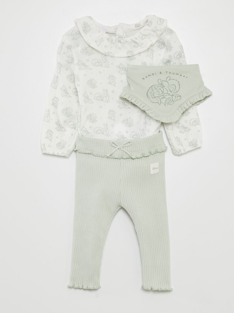 3-delige set: romper, legging en slabbetje - BLAUW