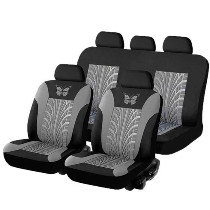 Funda para asiento de coche - Universal - Gris - Paquete de 9 - Malla de nailon - Tela de rizo