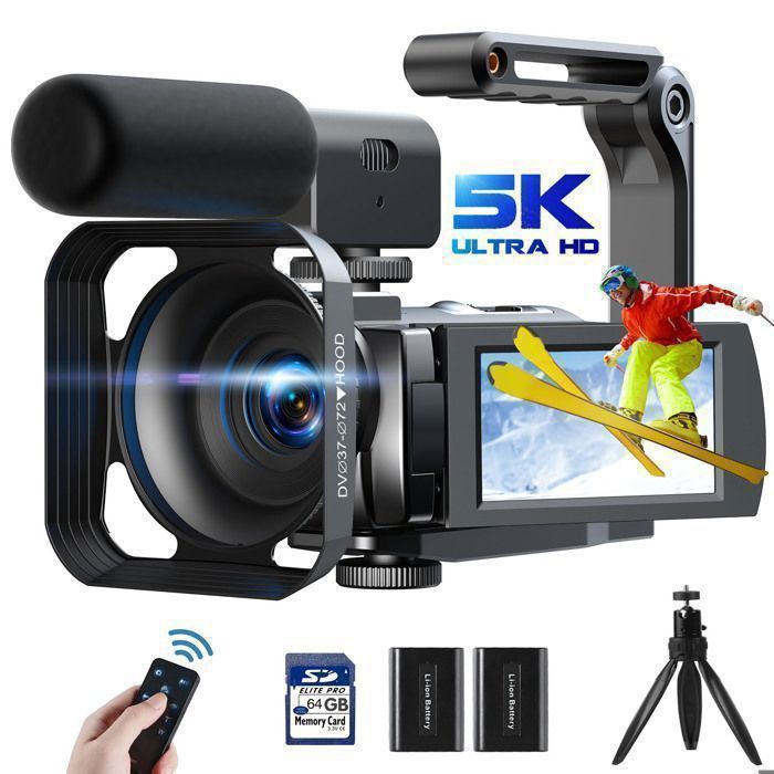 Videocámara JEEMAK 5K, cámara de video digital de 56 MP, videocámara para vlogging, pantalla táctil de 3