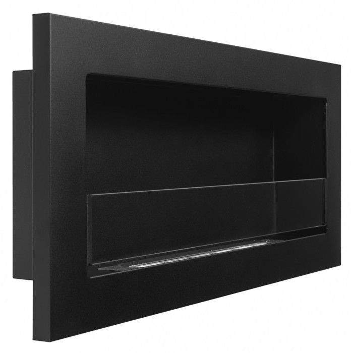 Cheminee bioethanol noir 90 cm avec verre. Cheminée bio éthanol murale