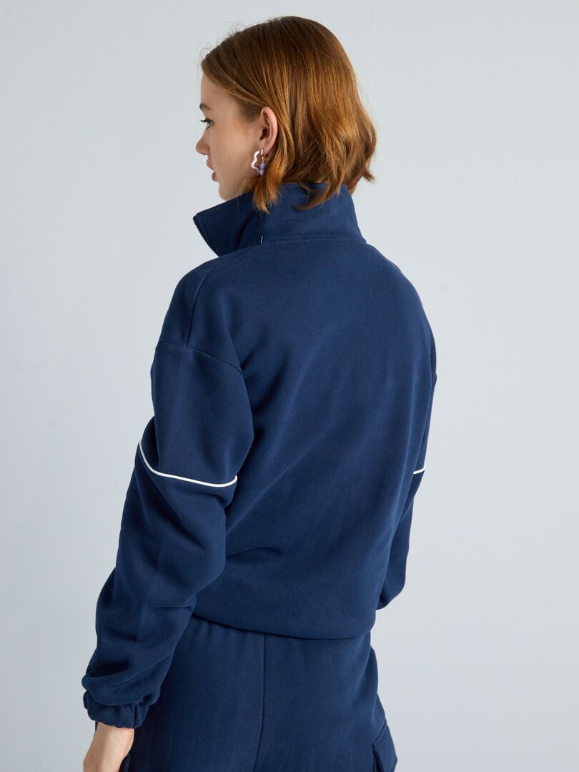 Sweater met col en rits - Blauw