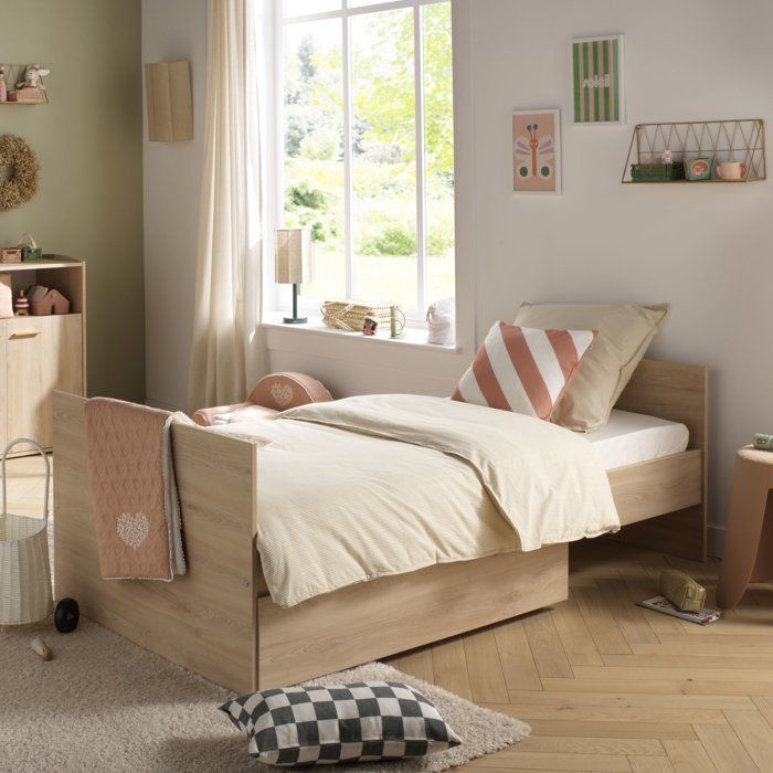 Conjunto de dormitorio infantil Trio - Cuna de 120 x 60 cm + cómoda + armario de 2 puertas - Adele - Haya/crema - SAUTHON