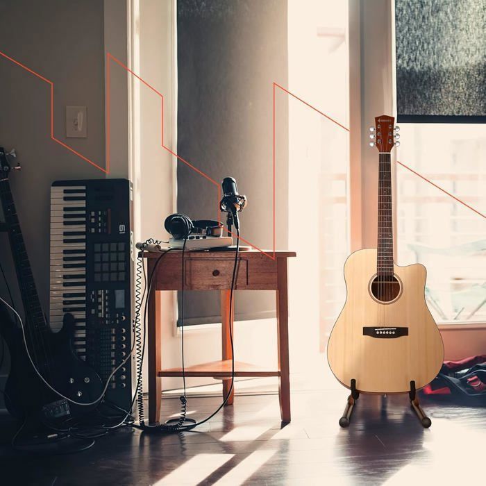 Guitar Stand - NETBOAT - A-frame - Acacia Wood - Foldable - Universal