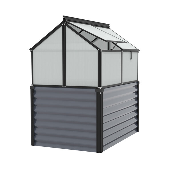 Gaia Jumbo verhoogde koude kas, 4 mm polycarbonaat, graniet/zwart