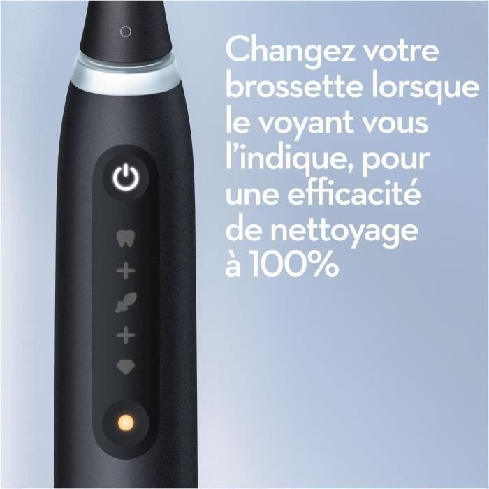 Brosse à dents électrique ORAL-B iO5 connectée - noir - Bluetooth, 1 brossette et 1 étui de voyage