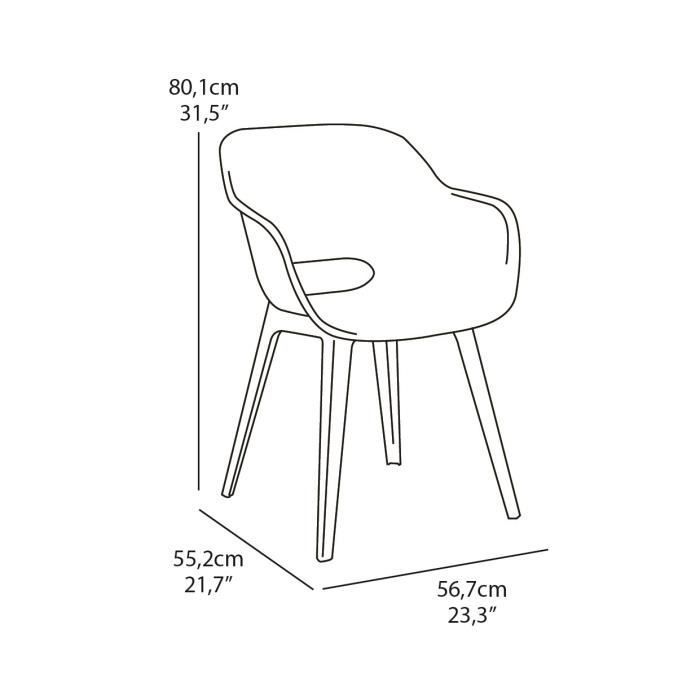 Mesa ALLIBERT GARDEN LIMA 160x100cm - Grafito + 3 juegos de 2 sillones AKOLA Blanco - Resina
