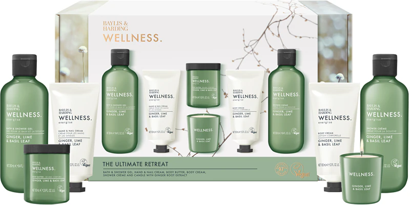 Baylis & Harding Wellness. Kit Presente Energize com Gengibre, Lima e Folha de Manjericão