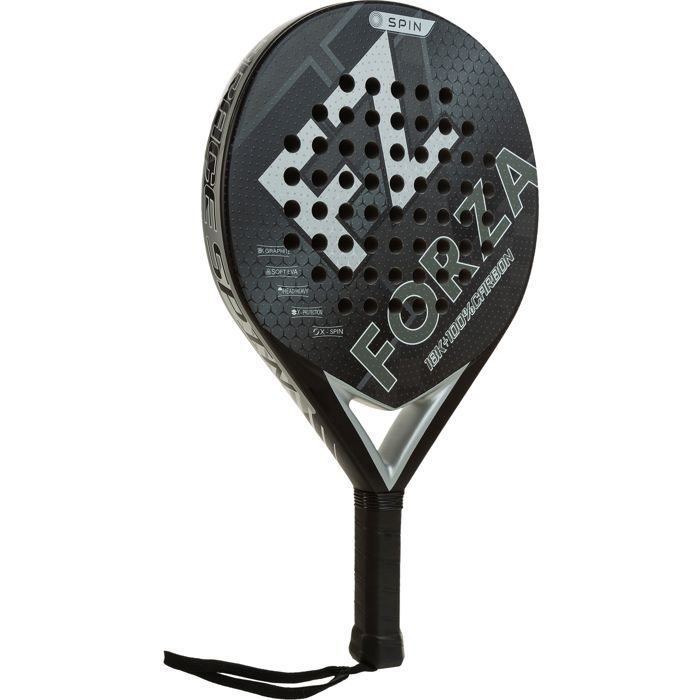 Padel racket - FZ FORZA - Brace Spin - 18K woven graphite - 3D printed surface - Soft EVA foam - Round shape - Black