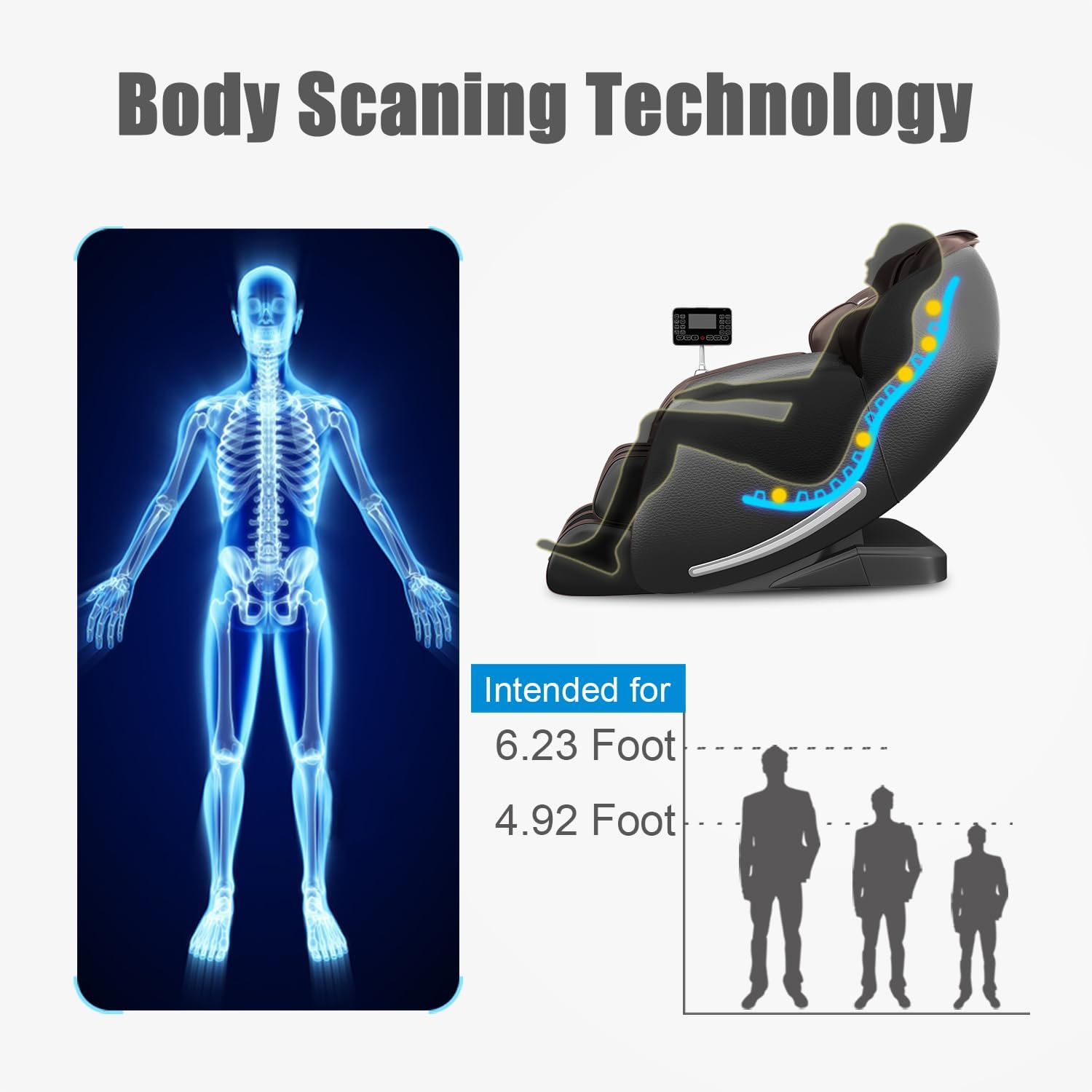 Real Relax -hierontatuoli, koko kehon nollapainovoimainen SL-Track Shiatsu -hierontatuoli, jossa lämmönsiirtovartalon skannaus, Bluetooth-jalkarulla, APP-ohjaus, Favor-06 Brown