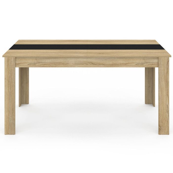Vaste rechthoekige eettafel - IDMARKET - GEORGIA - Hout en zwart - 8 personen - 160 cm