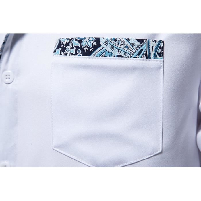 Camisa de manga larga para hombre con bolsillos en el pecho - Blanca
