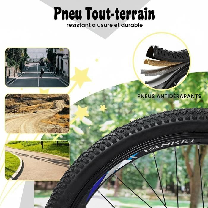 Bicicletta premium da 24 pollici, cambio a 6 velocità, mountain bike unisex, freni e freni a disco, telaio in alluminio.