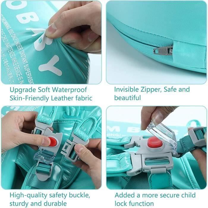 HAOPYOU - Baby-Schwimmring, nicht aufblasbarer Baby-Schwimmring mit Sonnendach für umweltfreundliche Schwimmbecken