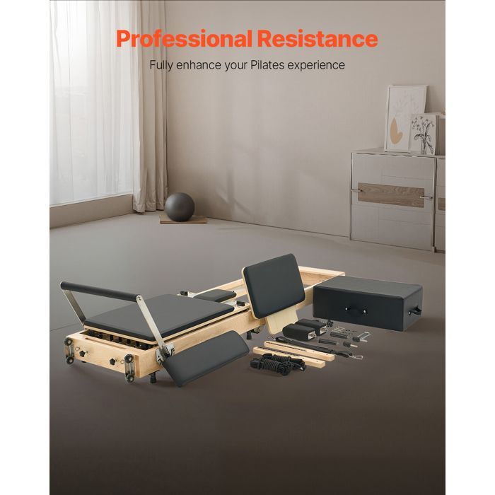Duoku Reformer Pilates pieghevole in legno - Portata 181,44 kg - Attrezzatura per allenamento yoga - con doppia resistenza