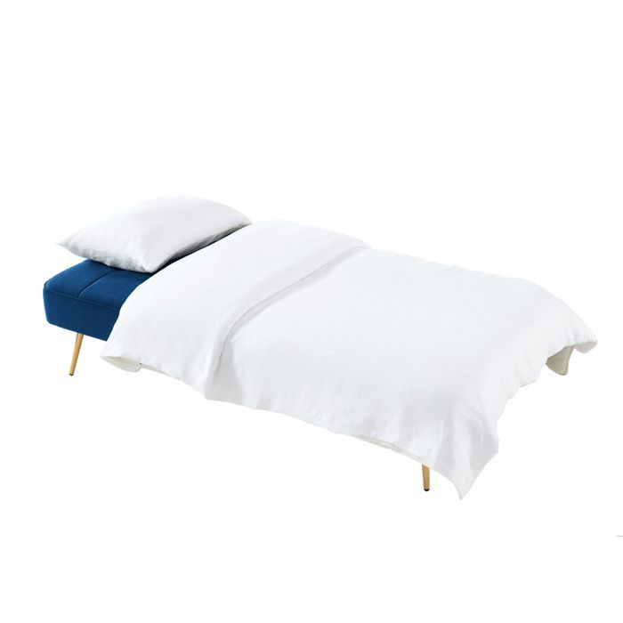 Sofá convertible de 3 plazas AROMA en terciopelo azul.