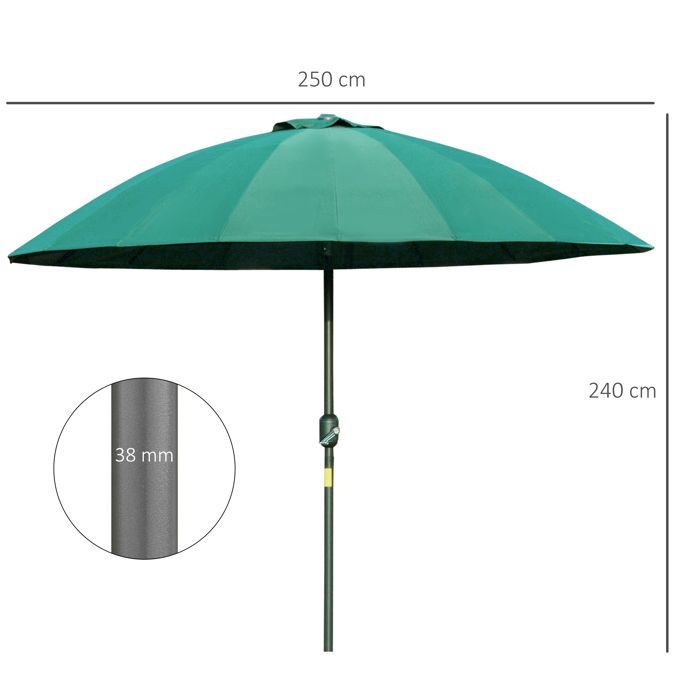 Outsunny - Sombrilla - Metal - 250x250x240cm - Verde