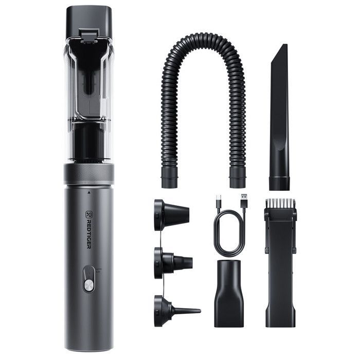 Aspiradora para coche REDTIGER VAC21, inalámbrica, 21000 PA, 70 minutos de autonomía, 4 en 1, USB-C rápido, portátil.