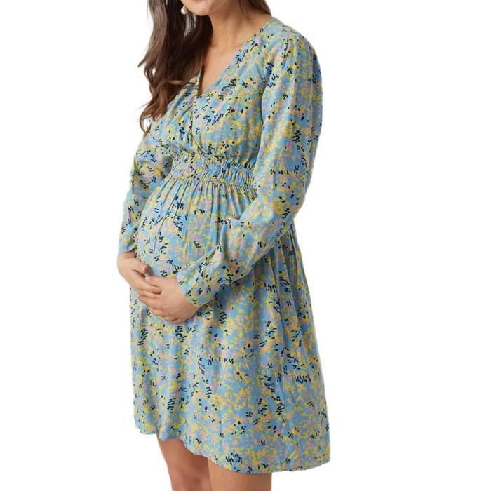 Mamalicious Tess Women's Blue/Yellow Nursing Dress