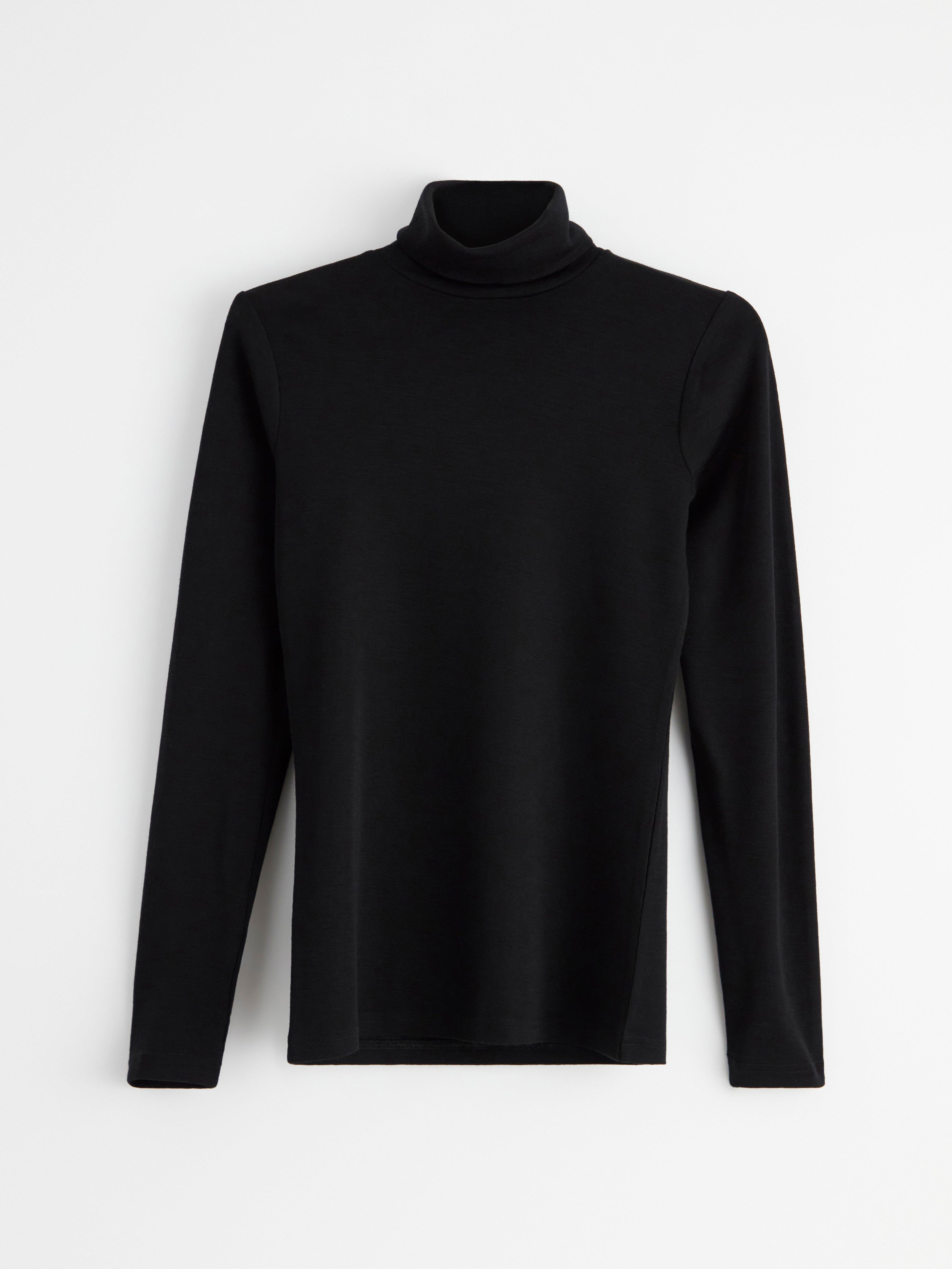 Polo en laine mérinos noir
