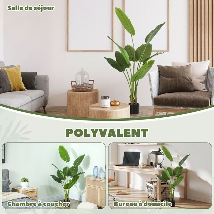 Planta artificial de interior - HOMCOM - 160 cm - maceta de plástico y tierra flocada - verde