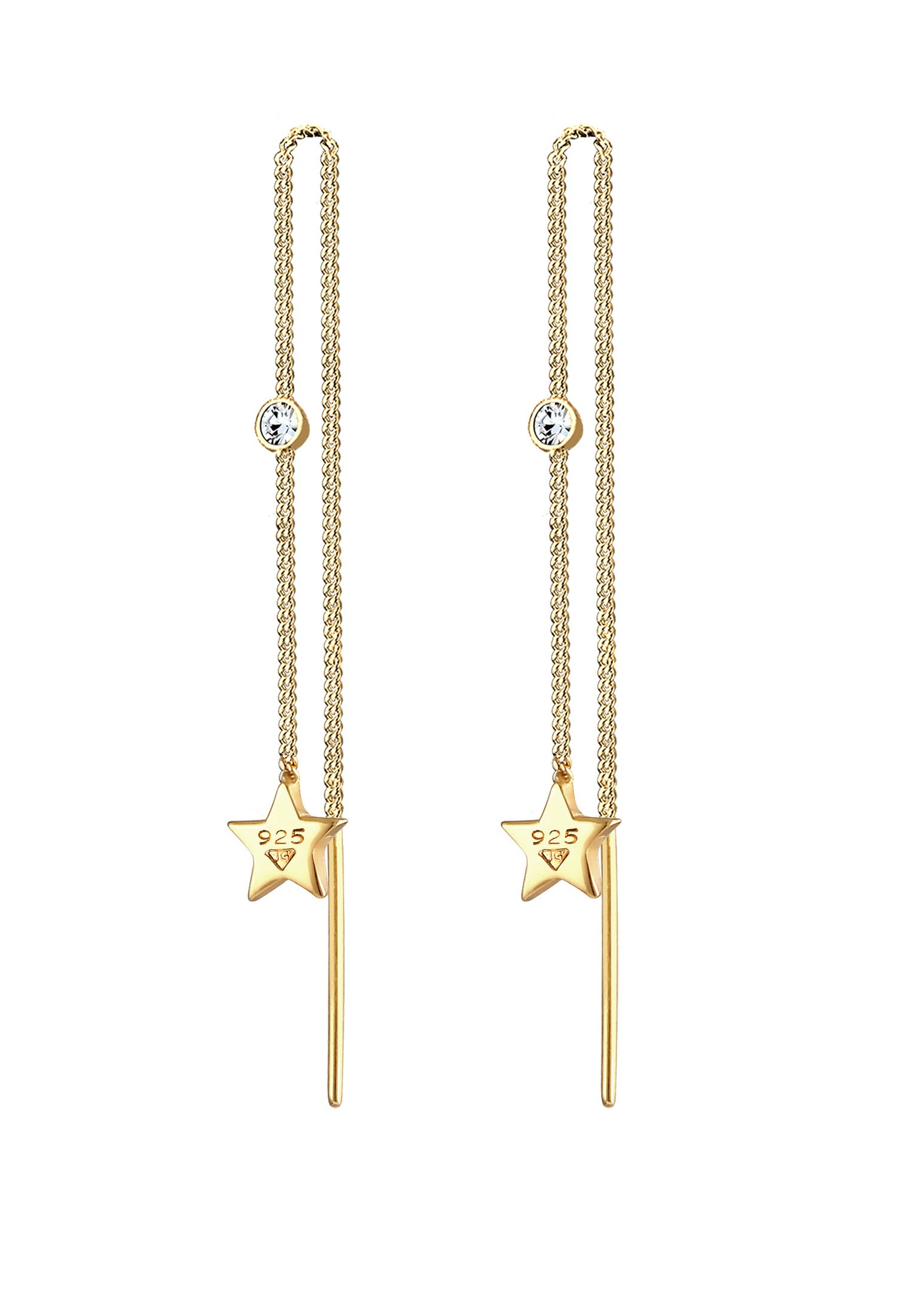 Elli Femmes traversante étoile pendentif avec cristaux en argent sterling 925