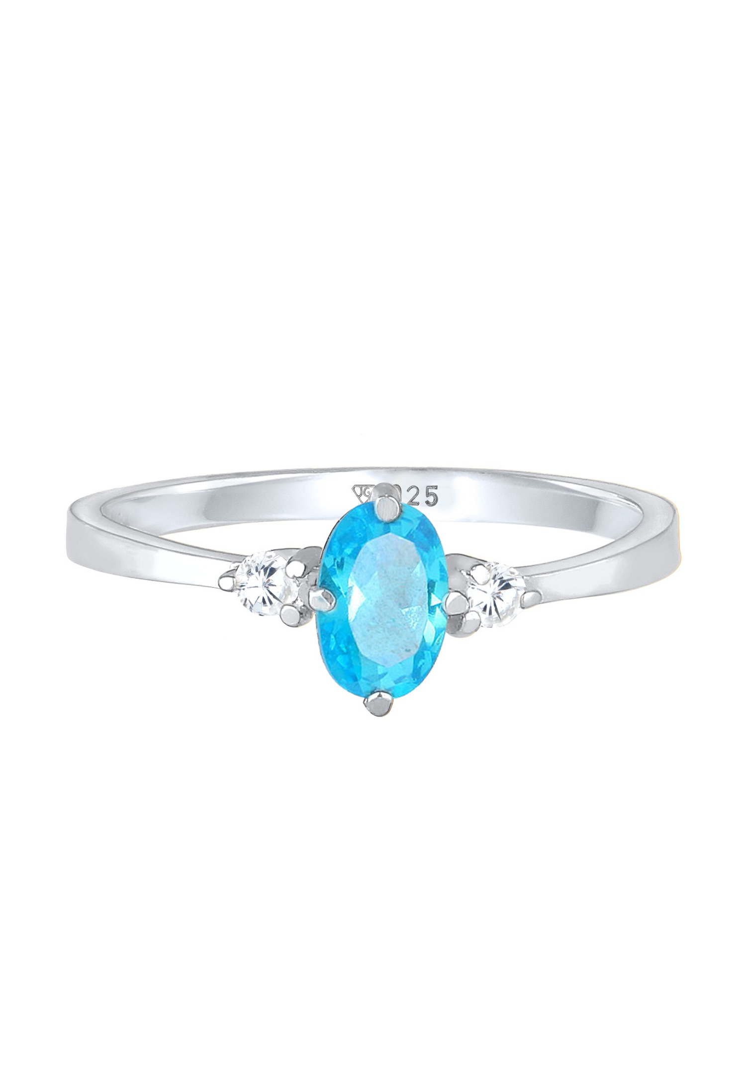 Elli Femmes Solitaire Blue Oval Engagement avec cristaux de zirconia en argent sterling 925