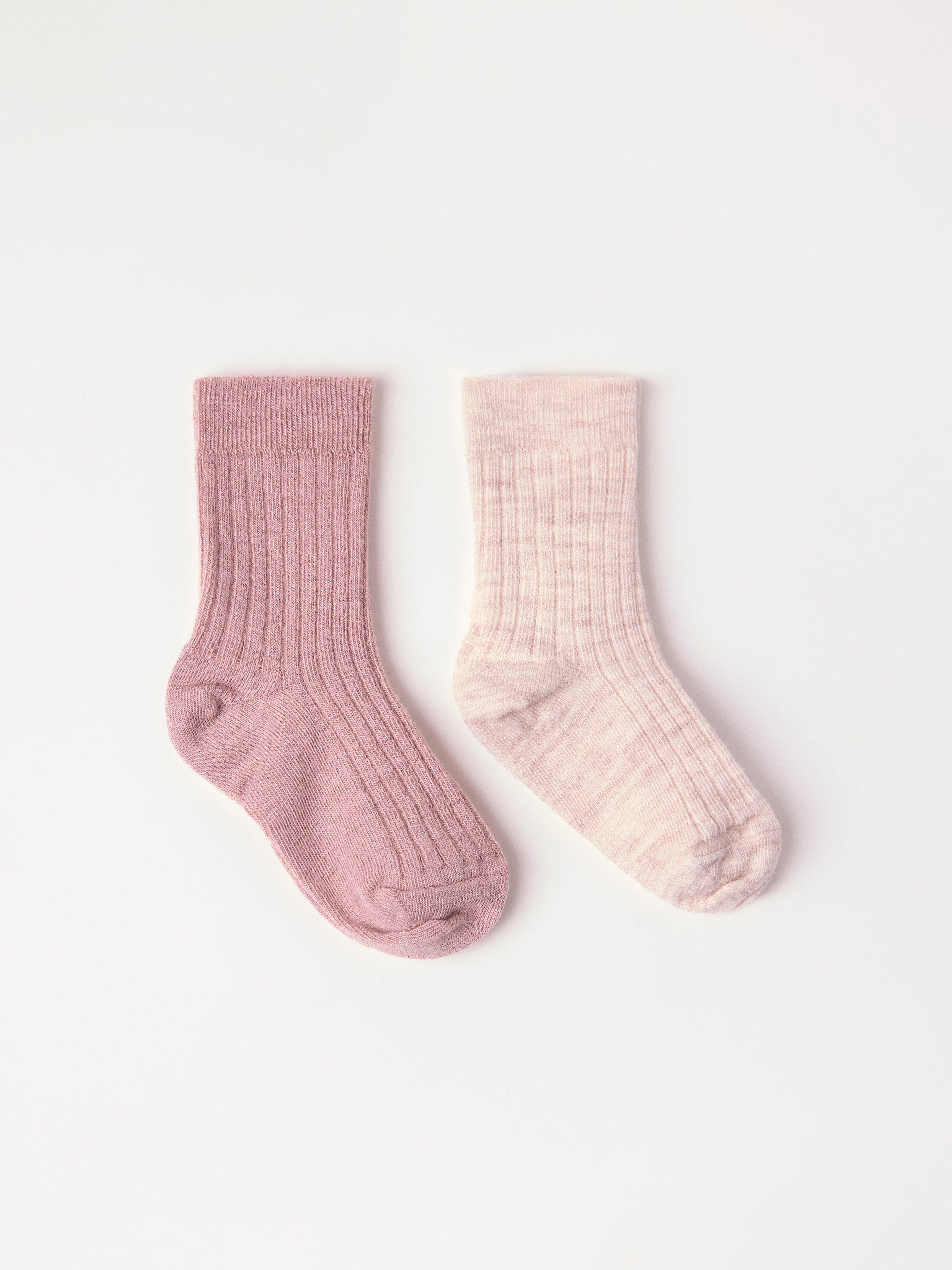 Pacote com 2 pares de meias de lã mista rosa-claro
