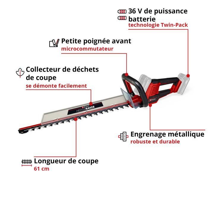 Einhell GE-CH 36/61 Li-Solo PXC draadloze heggenschaar (36V) - Accu en oplader niet inbegrepen