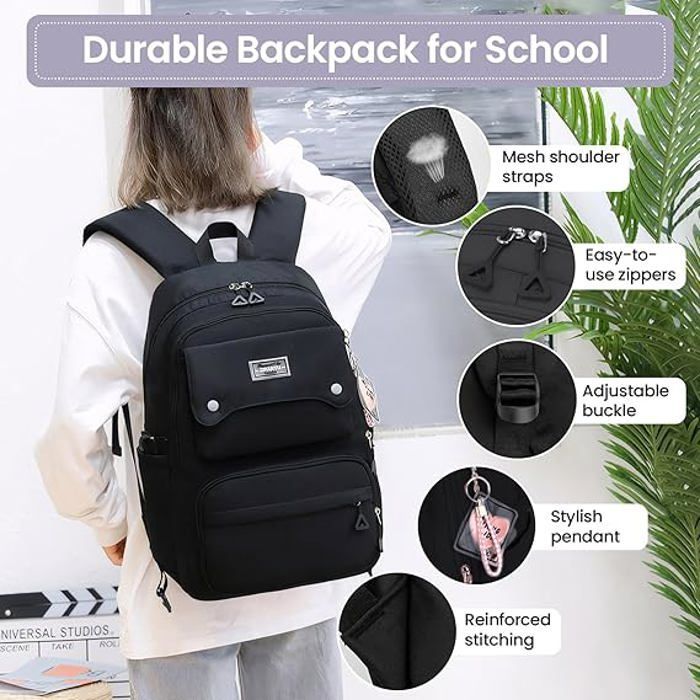 Girls' Primary School Bag, Fashionable School Bag for Boys and Girls Ages 8-16, Multi-Pocket School Bag for Teenagers, College Backpack