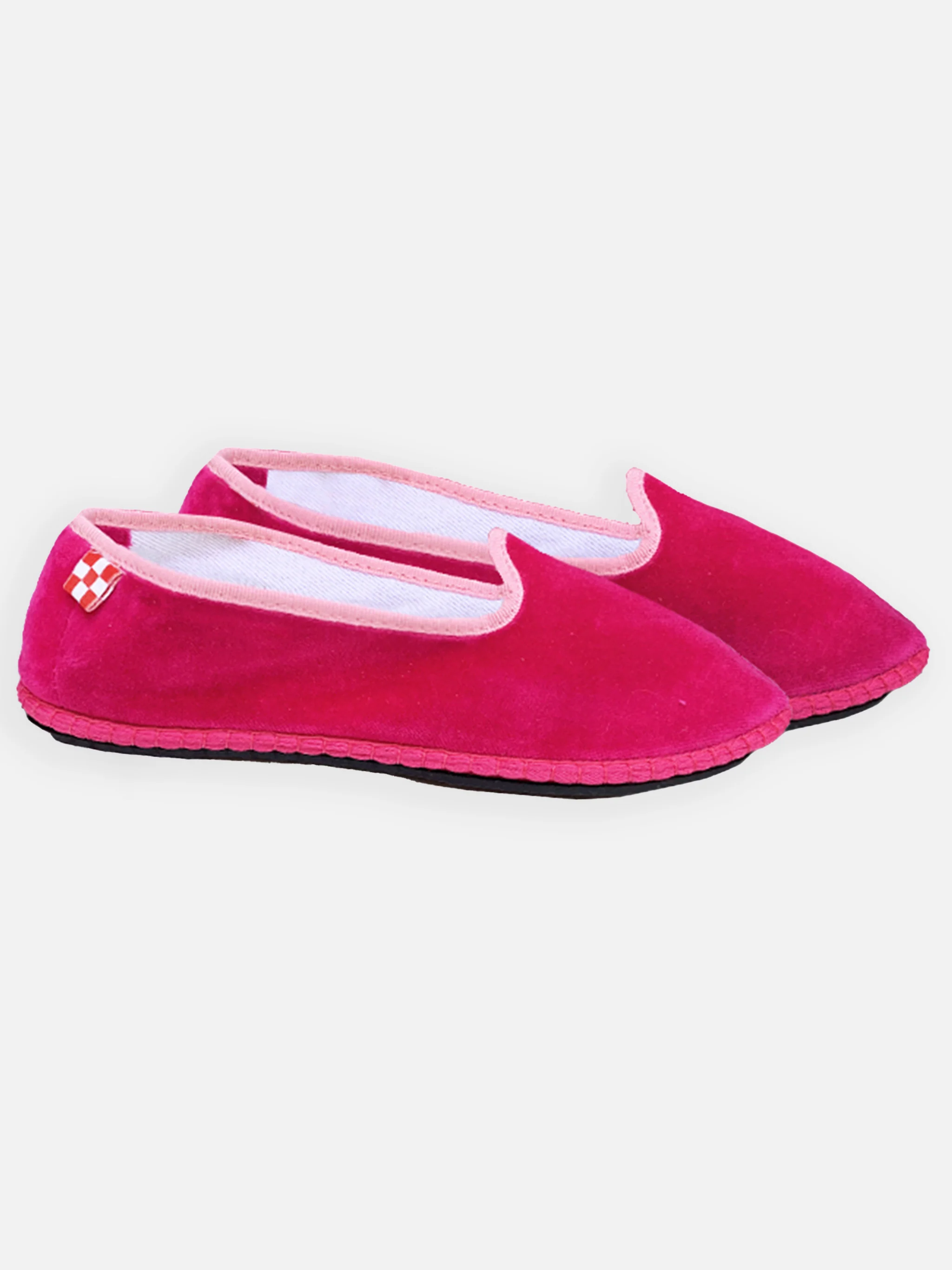 Friulische slippers van fuchsia fluweel
