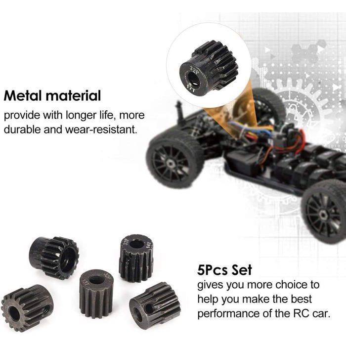 Lot de Pignons 13T à 17T 48Dp pour Moteur Brushless 1:10 RC – Pour Monster, Buggy, Camion – Métal Résistant, Noir