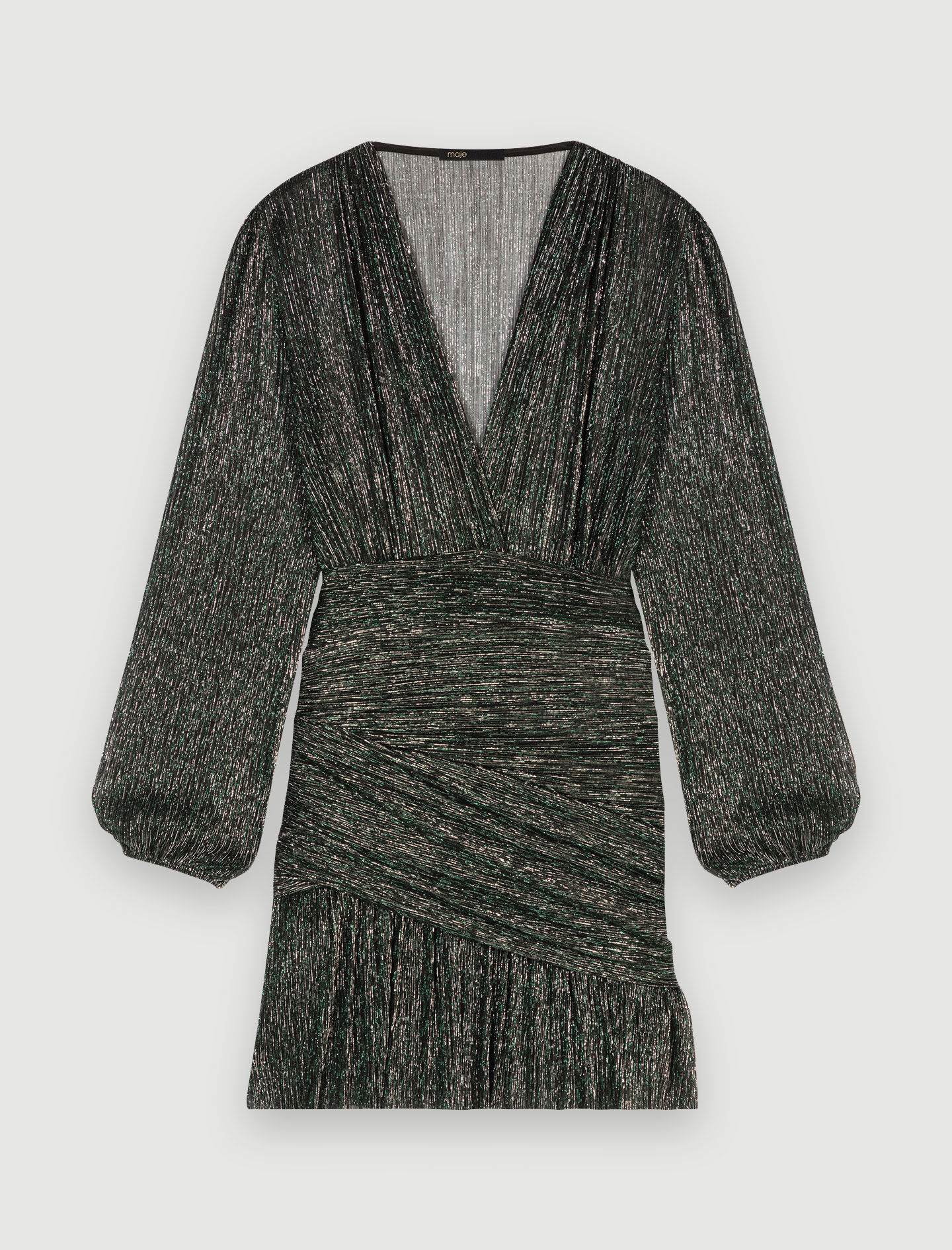 Rochie scurtă din fibre metalice - Verde închis