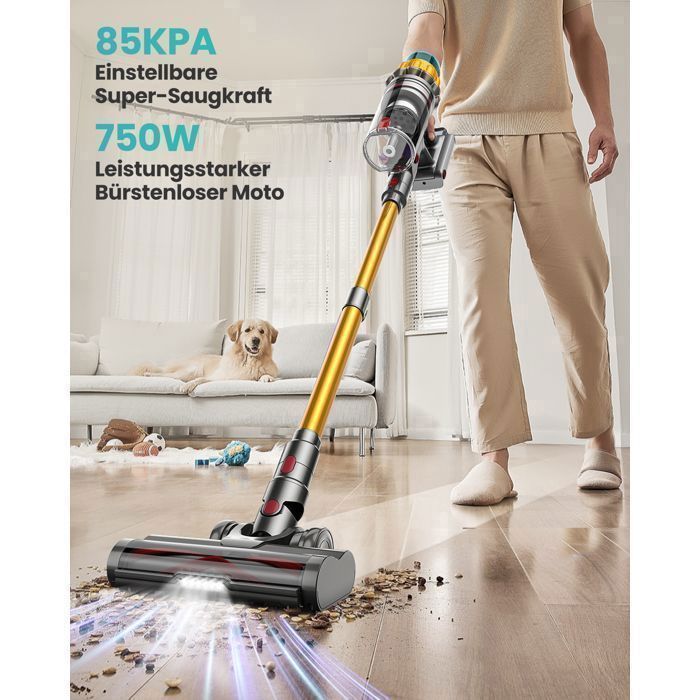 Aspirateur Balai sans Fil - MAUOKE - 750W - 80 Min Autonomie - 2,6 L Capacité - Filtre HEPA Double