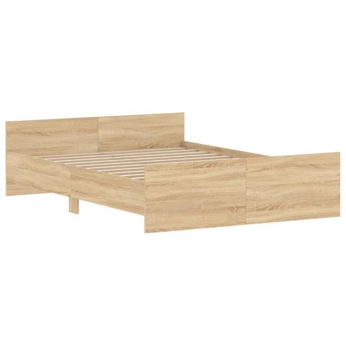 Estructura de cama vidaXL, cabecero y piecero, roble Sonoma, 140x190 cm, 3203784