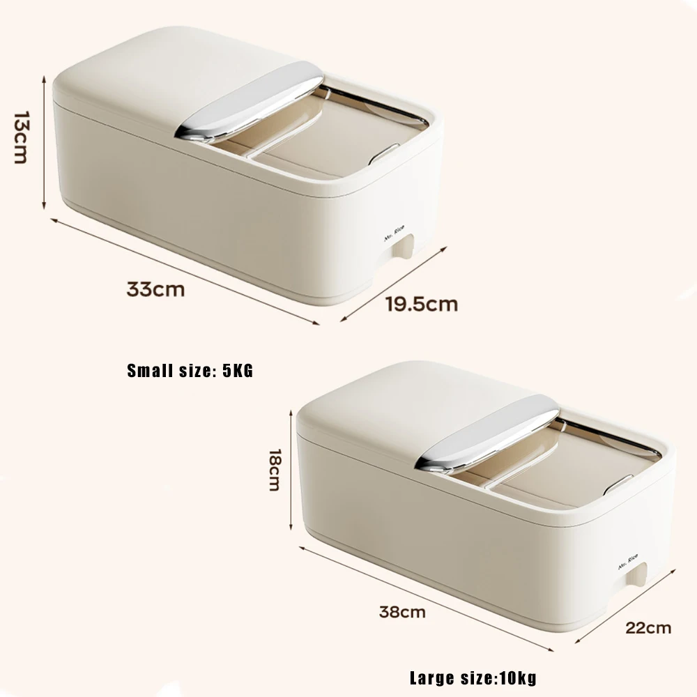 Boîte de rangement pour riz 5/10 kg avec couvercle, étanche aux insectes et à l'humidité, idéale pour la maison et le stockage des céréales sèches.