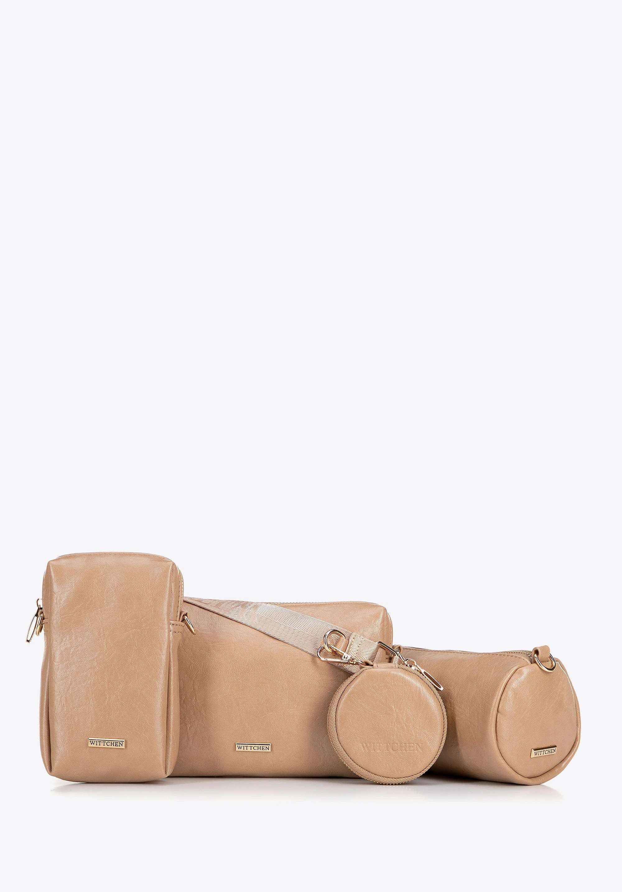 Zestaw torebek crossbody z ekoskóry beżowy