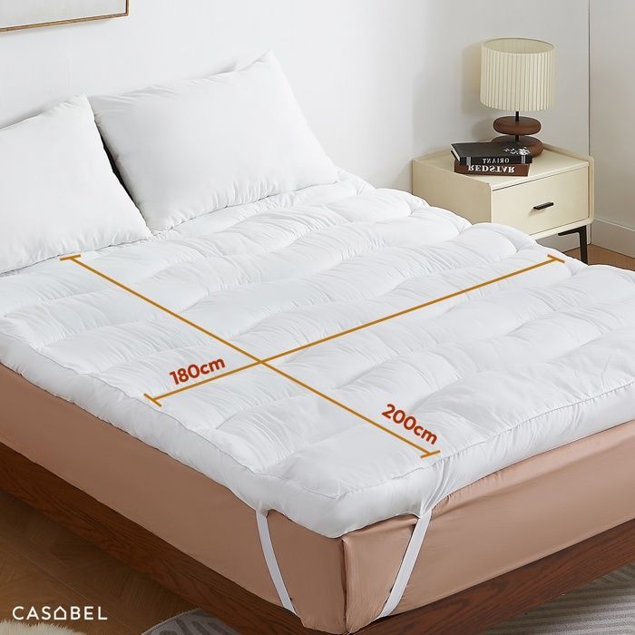 Cubrecolchón CASABEL Cloud de 180 x 200 cm, extra grueso, de microfibra transpirable – Ultrasuave, antiácaros – Para 2 personas