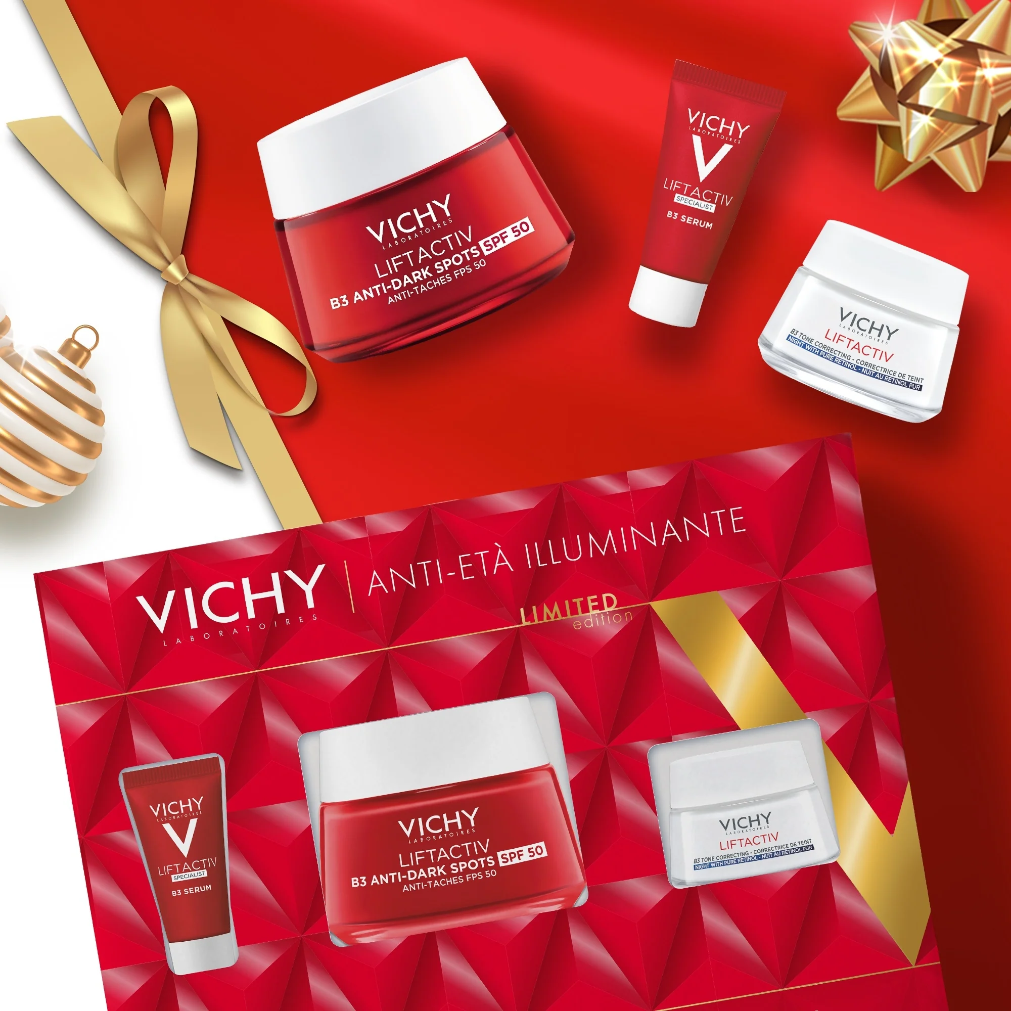 Liftactiv Cofanetto Liftactiv B3 Anti-macchie Siero+Crema Giorno SPF50 + Crema Notte - Cofanetto Antimacchie, Cofanetto Illuminante, Tratt.viso 24 ore antimacchie