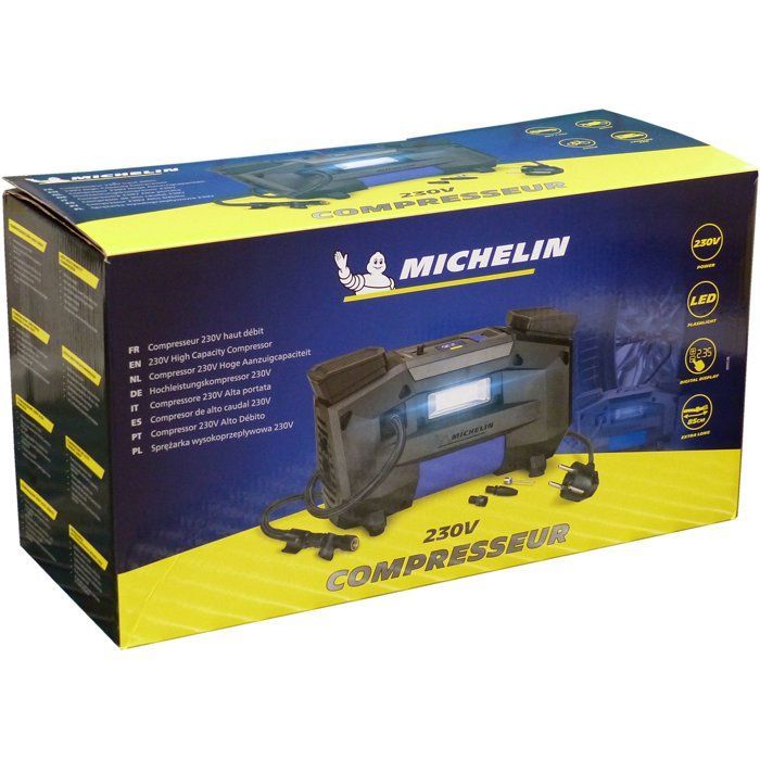 Compresseur 230V - MICHELIN - gonflage de 0.05 bars jusqu'à 7 bars - HAUT DEBIT - Moteur DIRECT DRIVE