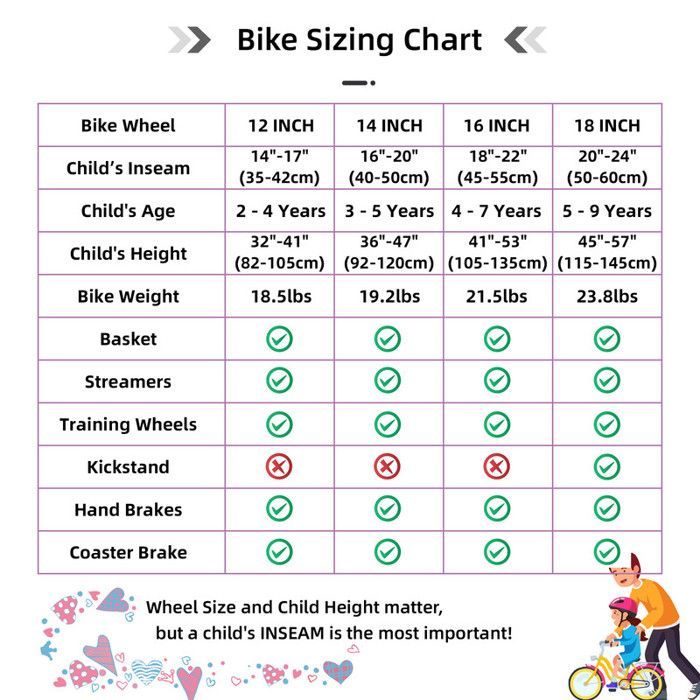 Vélos pour enfants - HILAND - 14 pouces - Cadre en acier - Freins avant en V - Mixte