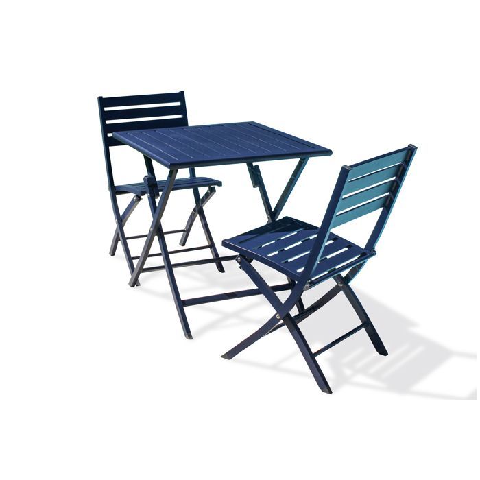 Set da pranzo da giardino in alluminio per 2 persone - Blu navy