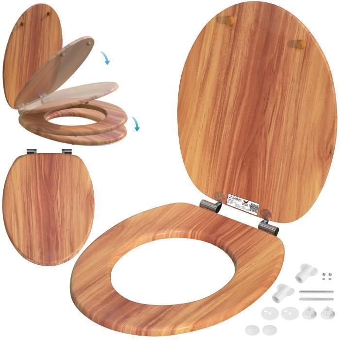 Copriwater CASARIA in legno, con sistema di abbassamento automatico, in MDF, per bagno standard.