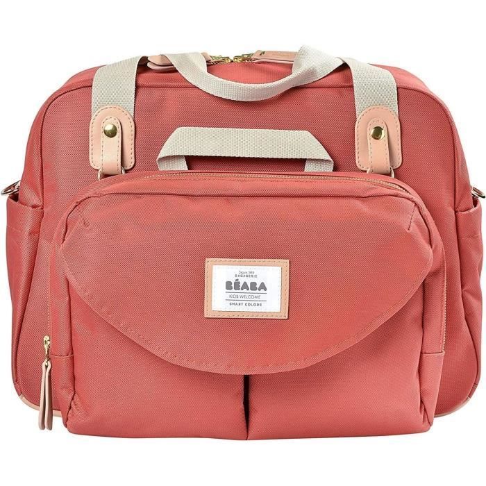 Borsa fasciatoio BEABA Geneva II, modulare, capiente, con scomparti multipli e tasca frontale removibile, color terracotta.