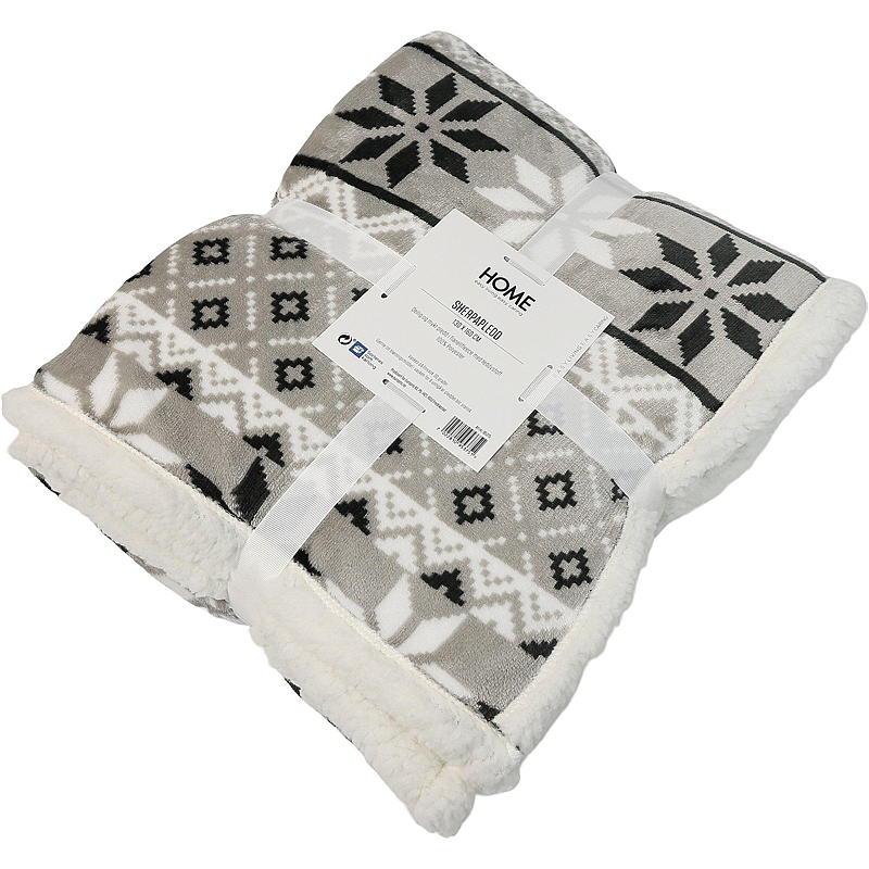 Coperta Sherpa per la casa, 130x160 cm, rosa beige/grigio