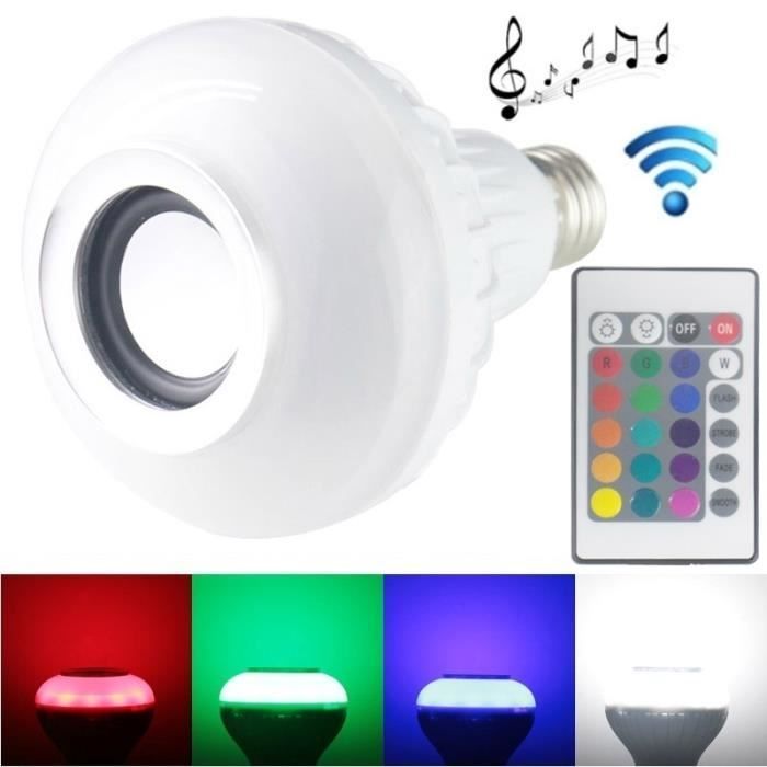 Intelligente Glühbirne mit Bluetooth-Lautsprecher, E27-Fassung, RGB-LED-Lampe mit Fernbedienung, blau