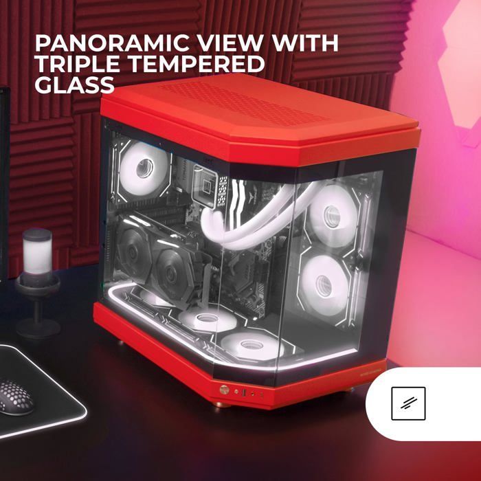 Case per gaming - Mars Gaming - MC-3T - Triplo vetro temperato - Raffreddamento ottimizzato - USB-C e 3.0