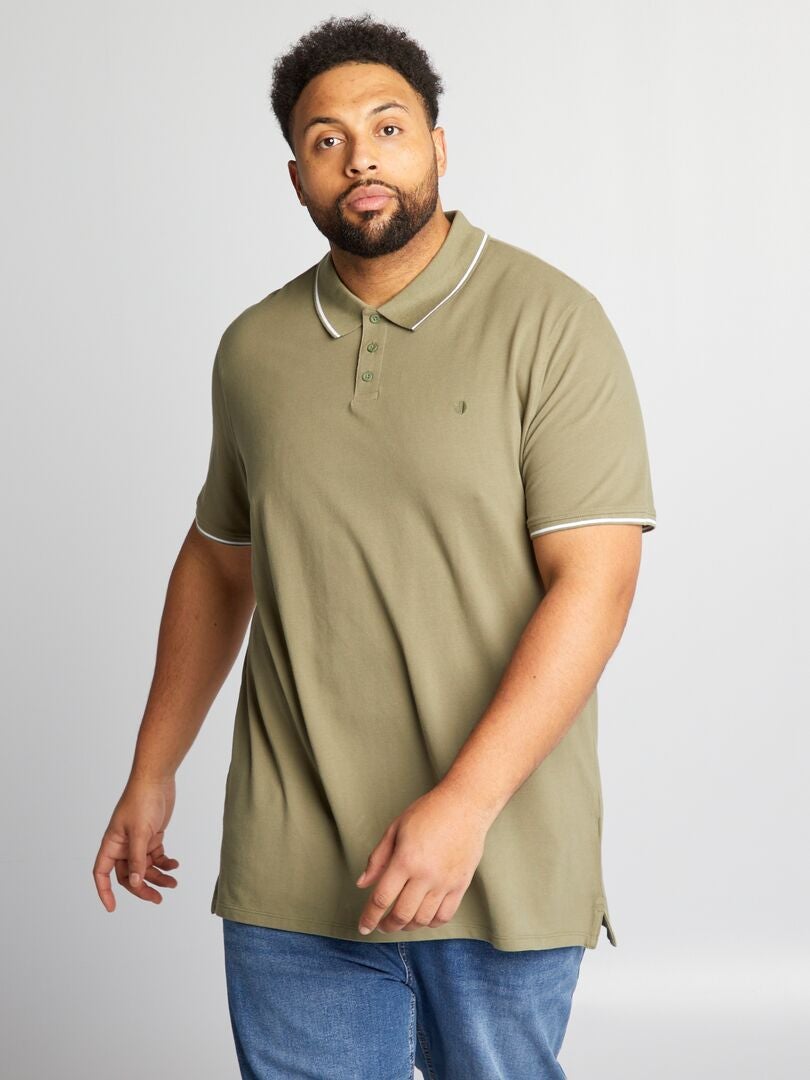 Camisa polo de algodão contrastante - VERDE