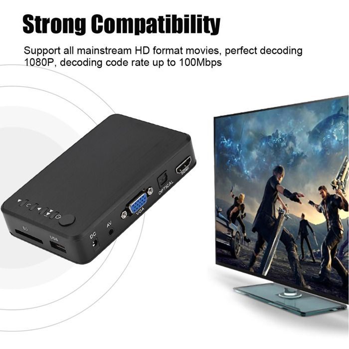 HDMI 1080P HD Audio- und Video-Multimedia-Player mit IR-Fernbedienung 110V-240V (USS)