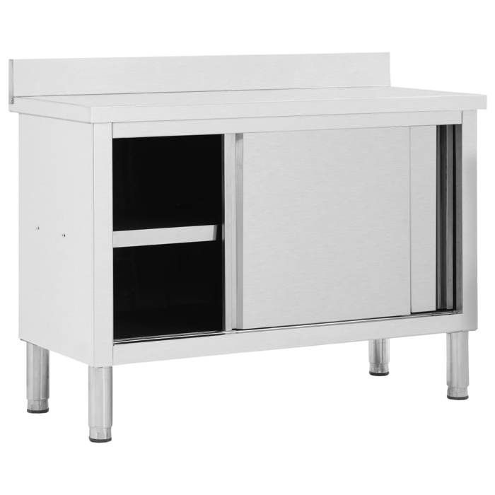 Werktafel met schuifdeuren, keukenkast, opbergkast voor restaurant/hotel/kantine, 120 x 50 x