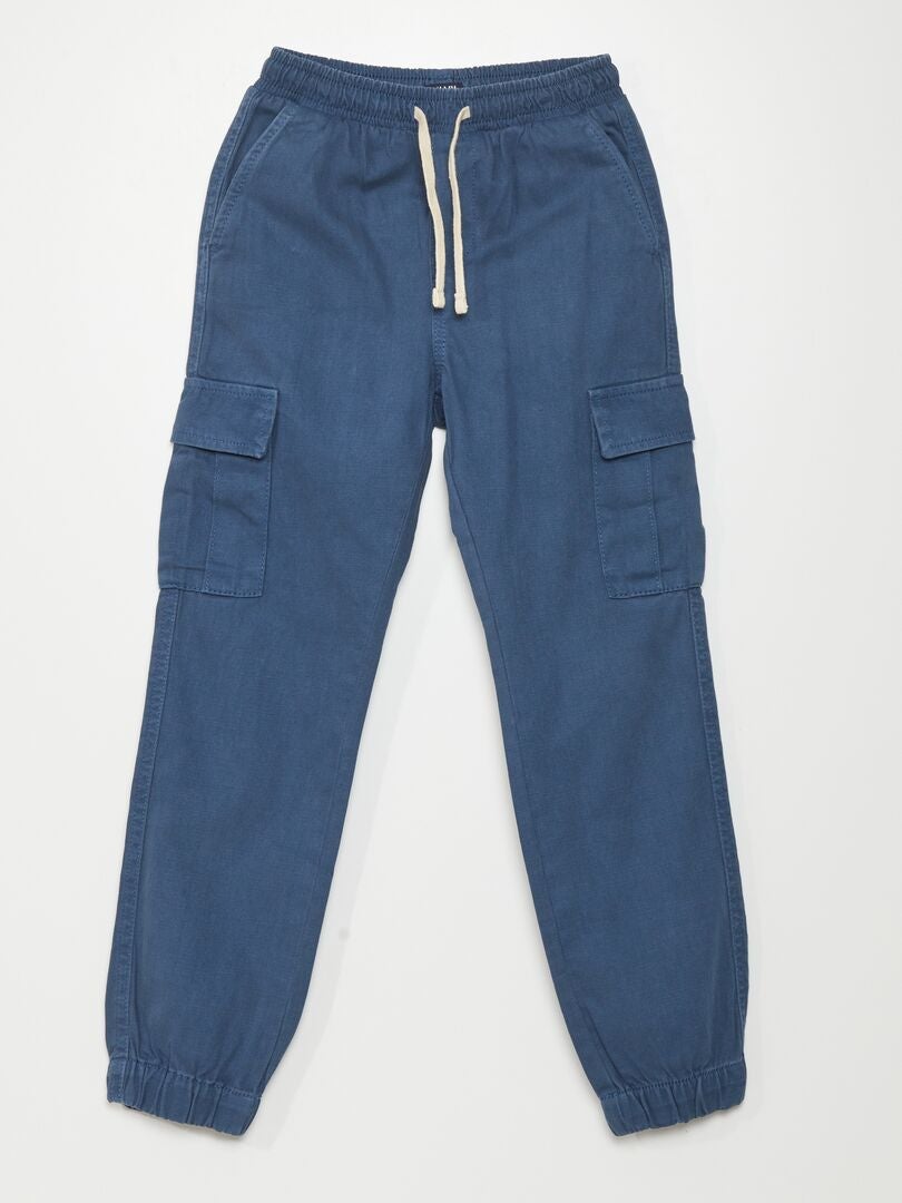 Broek met elastische tailleband en zakken - donkerblauw